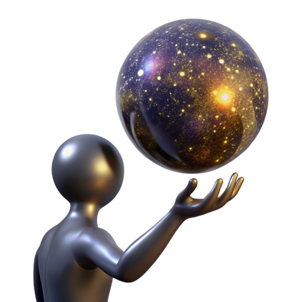 extraordinary traditional Silhouette of Person Reaching for Floating Orb Isolated detailed png