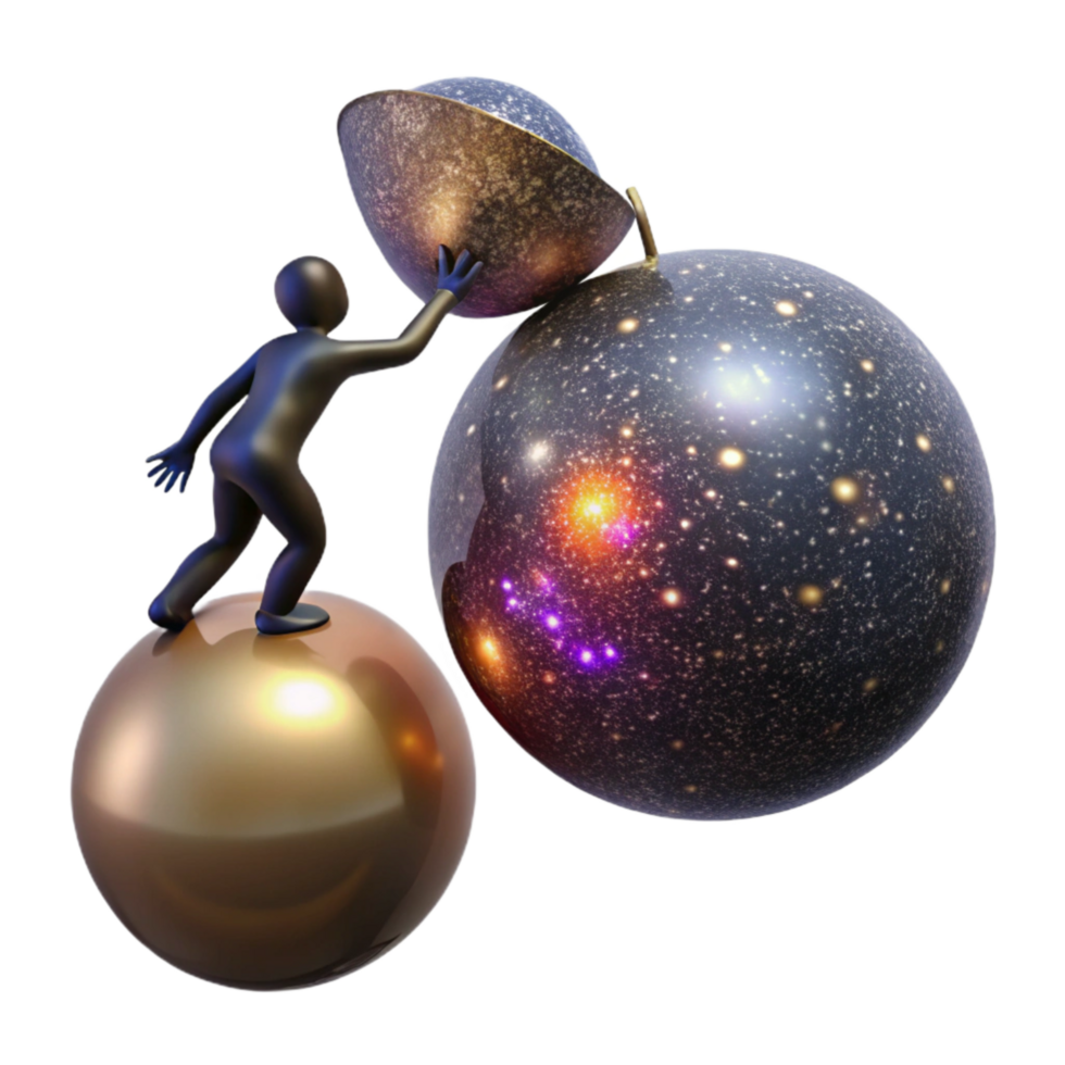 serene creative Silhouette of Person Reaching for Floating Orb Isolated exclusive png
