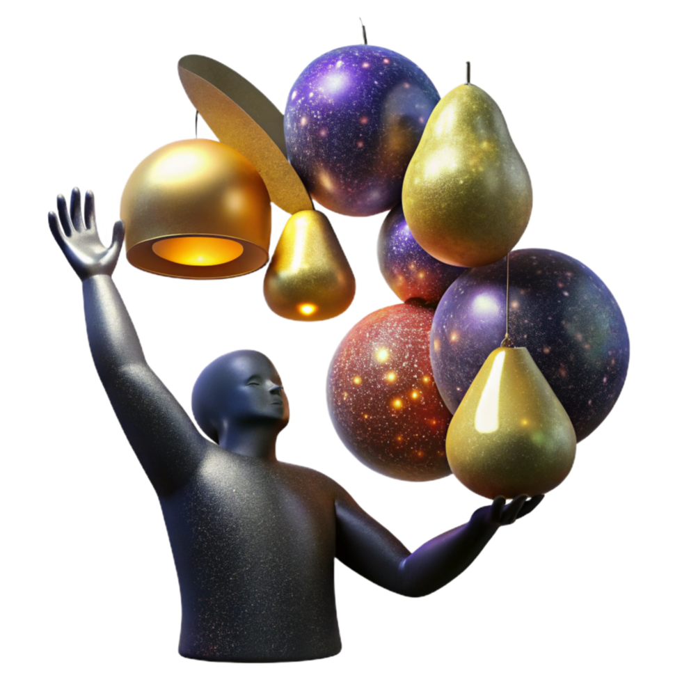 wonderful minimalist Silhouette of Person Reaching for Floating Orb Isolated genuine png