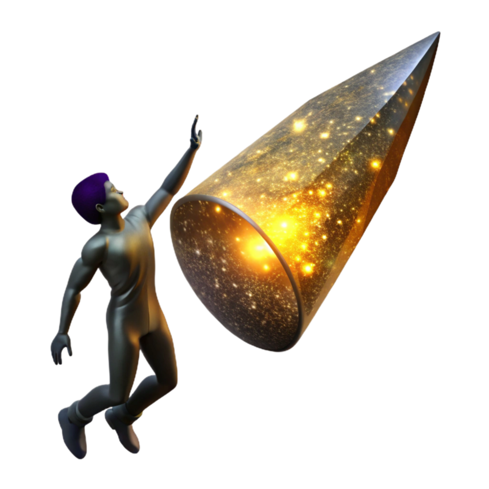 impressive artistic Silhouette of Person Reaching for Floating Orb Isolated high resolution png