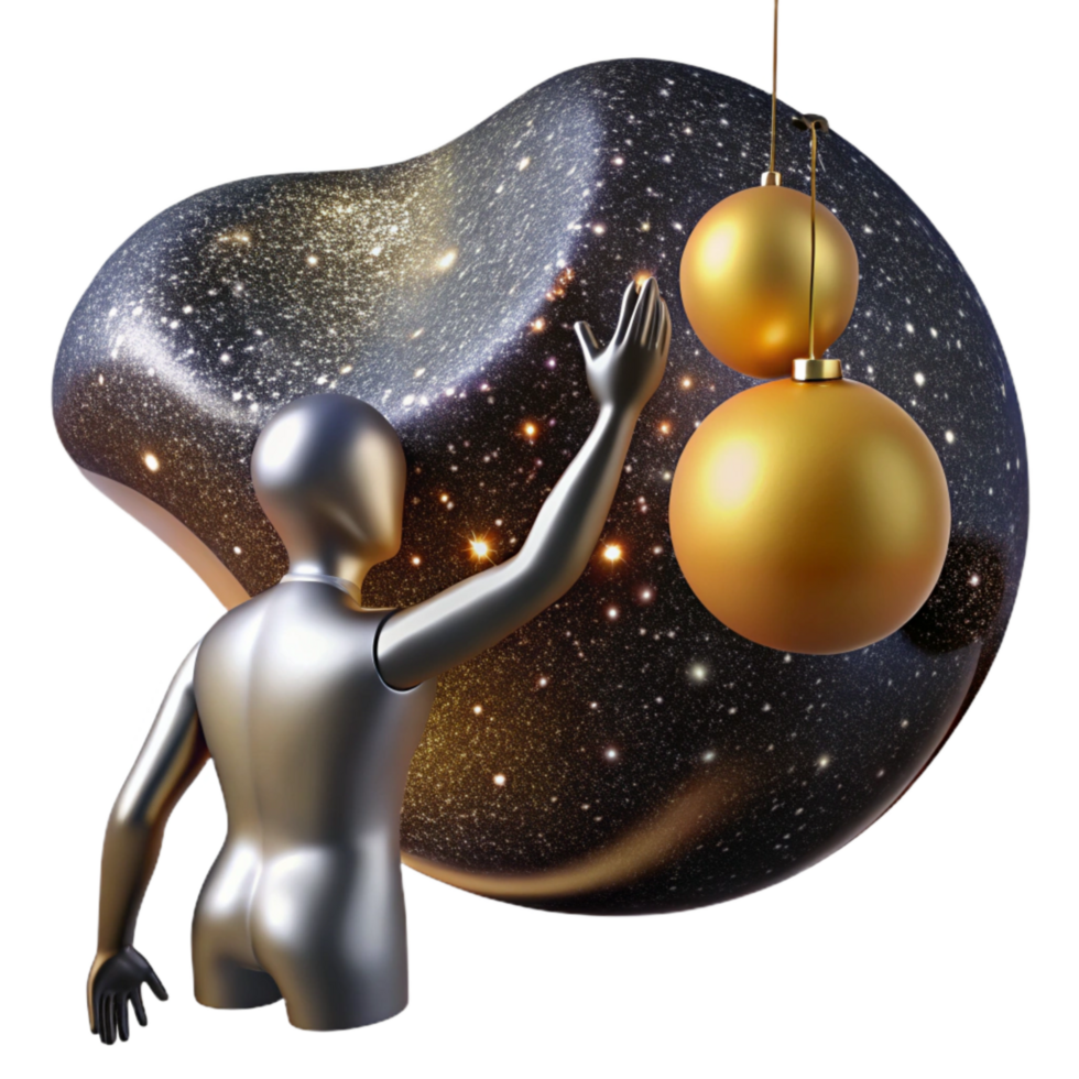 stunning minimalist Silhouette of Person Reaching for Floating Orb Isolated high quality png