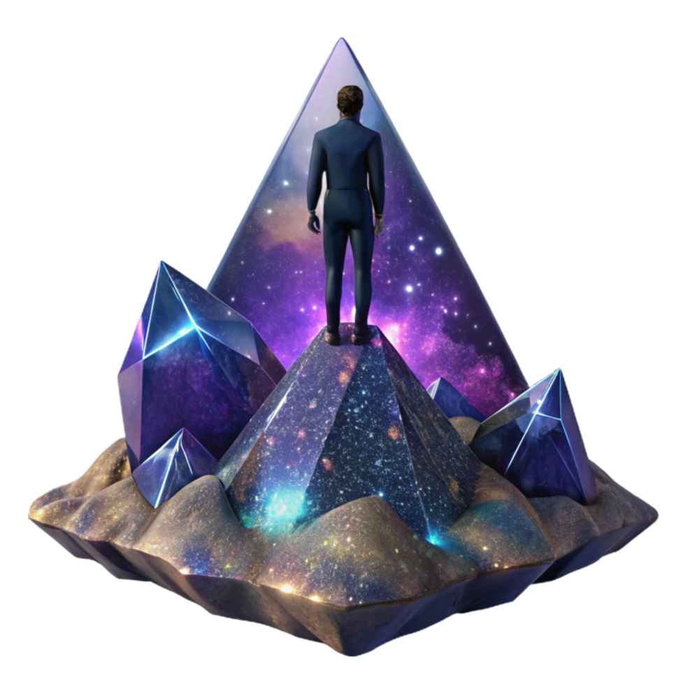 wonderful artistic Silhouette of Person Standing on Cliff Edge Transparent Background original png