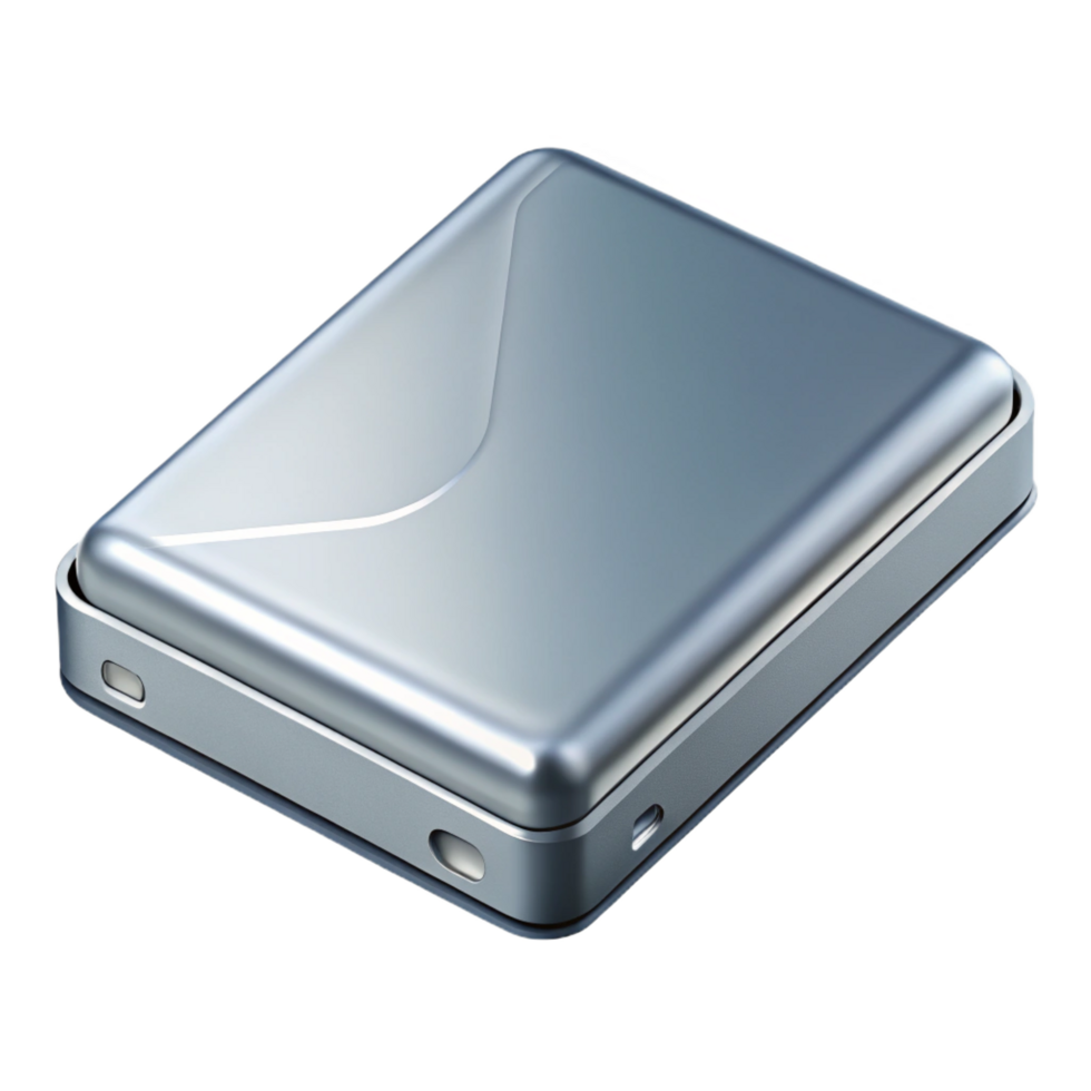 magnificent classic External hard drive with brushed aluminum finish 4K png