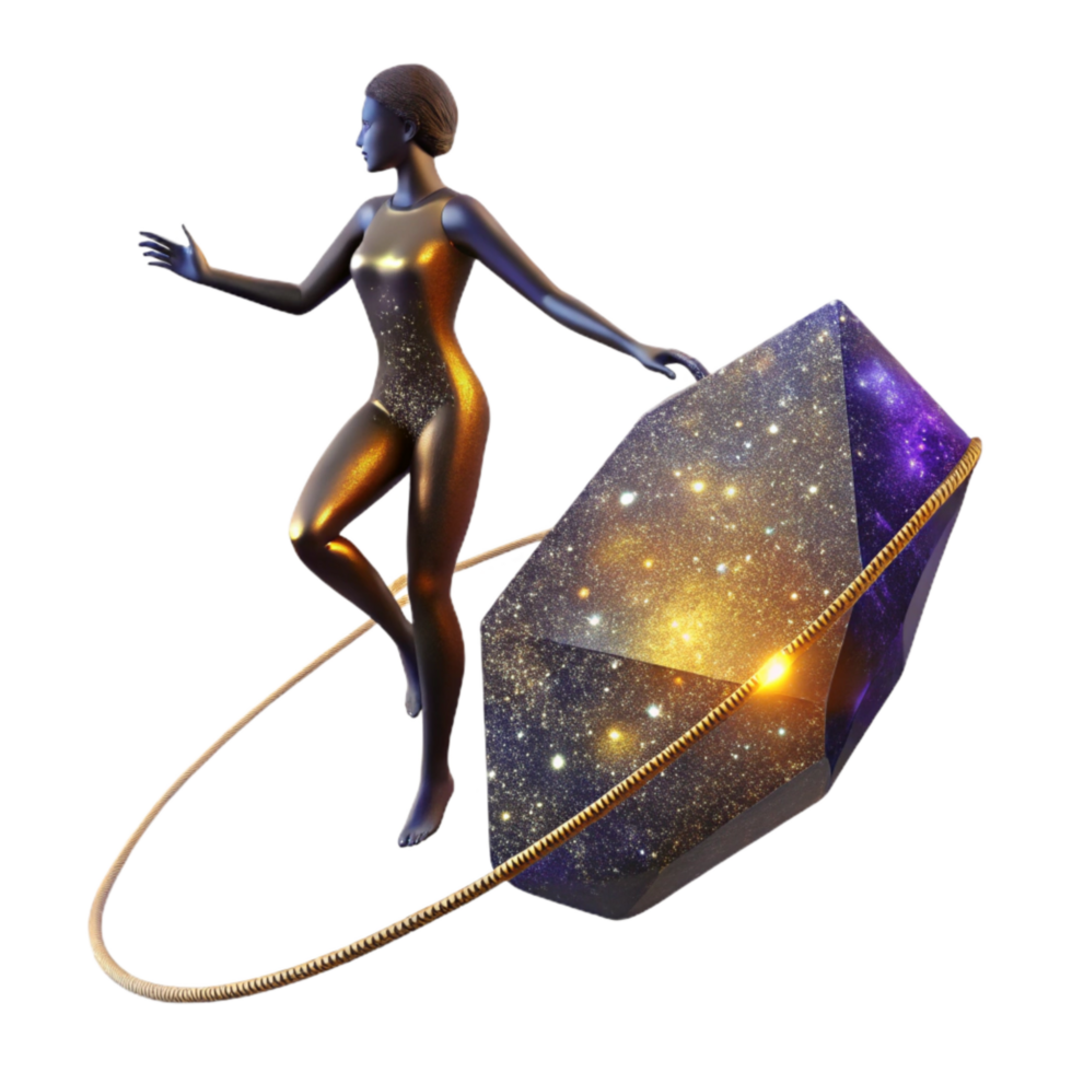 vibrant modern Silhouette Woman Balancing on Railing with City View Cutout detailed png