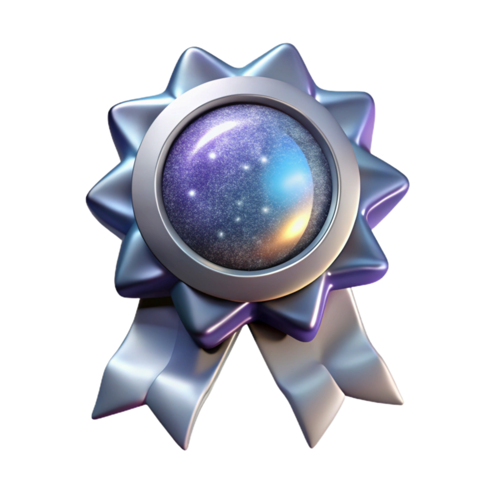 dramatic modern Silver Award Ribbon Isolated with Soft Lighting genuine png