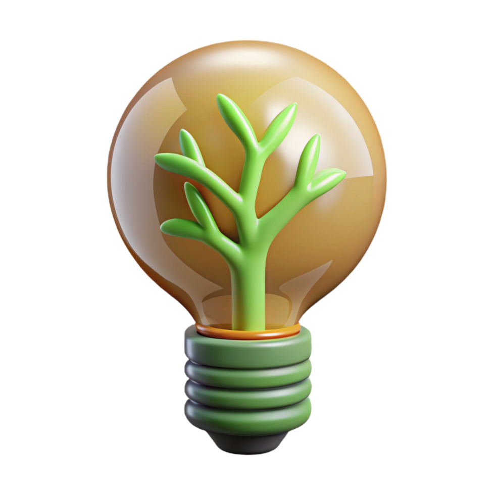 magnificent classic A lightbulb with a glowing filament shaped like a tree, professional png