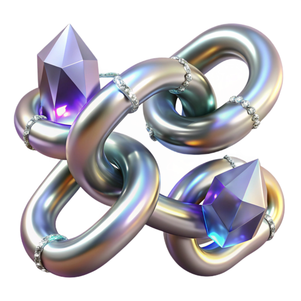 elegant artistic Silver Chain Linked Design Transparent Background professional png