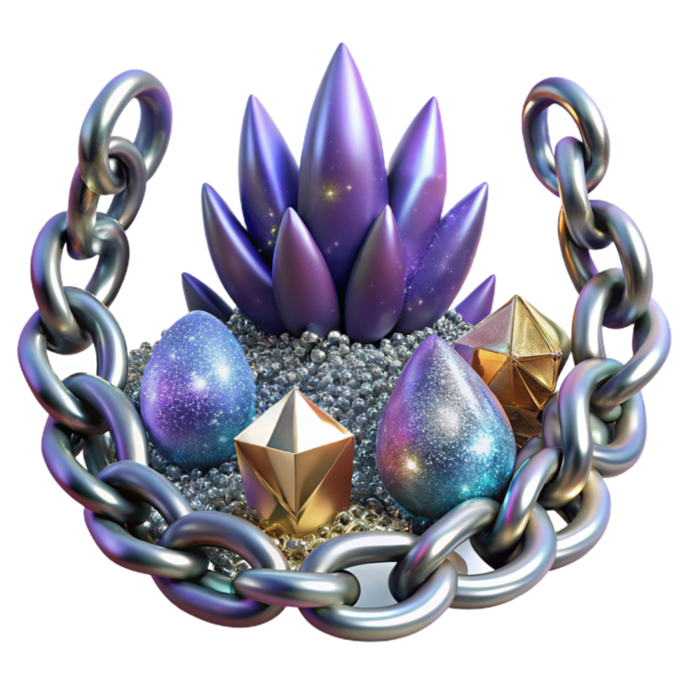 wonderful abstract Silver Chain Front View Isolated high resolution png