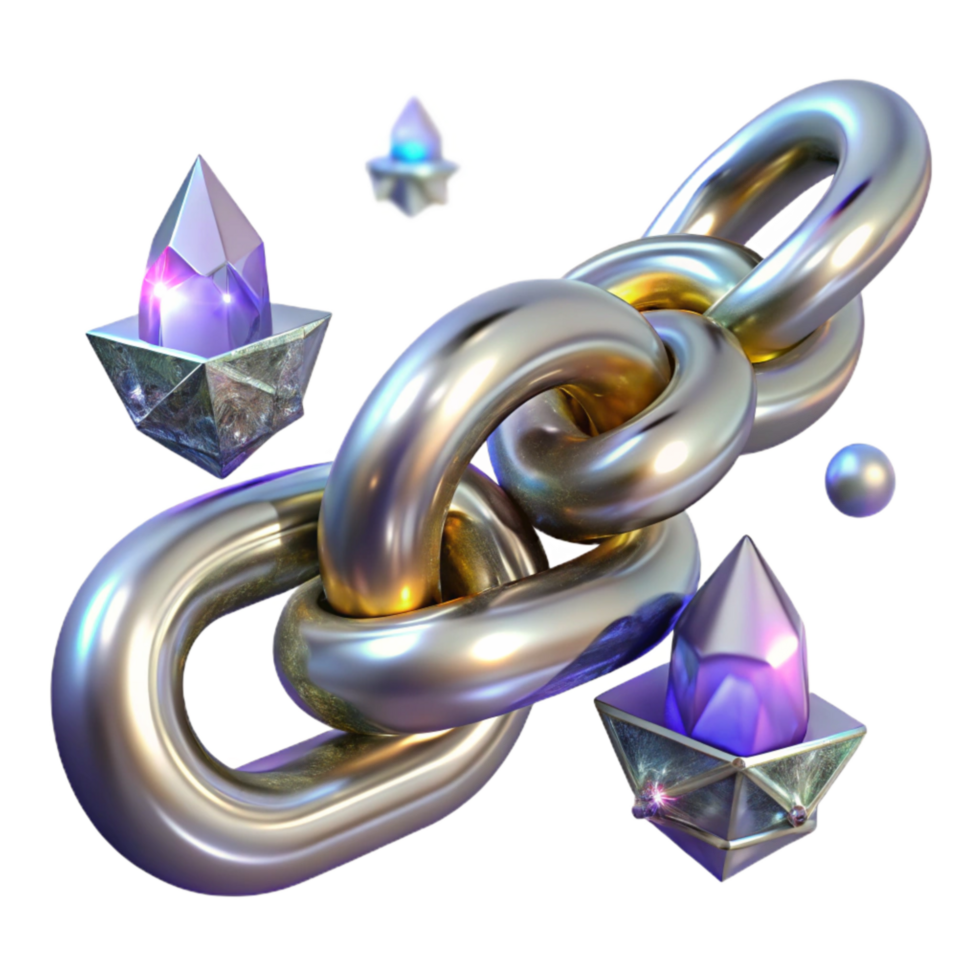 extraordinary modern Silver Chain Linked Design Transparent Background high resolution png