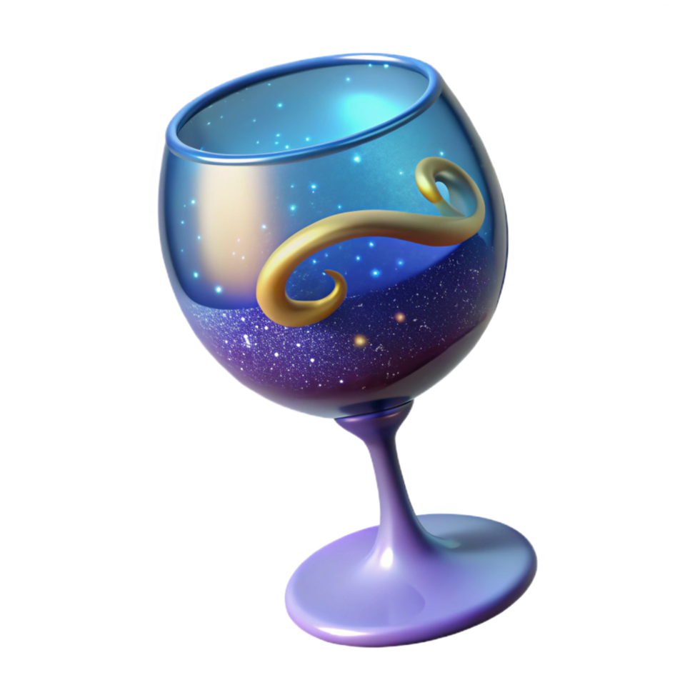 magnificent abstract A wine glass filled with swirling stardust, professional png
