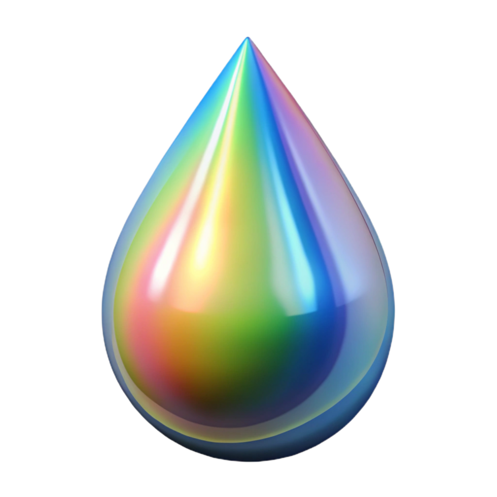 serene artistic A single raindrop with a rainbow refracted within, professional png