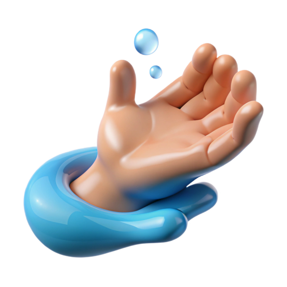 beautiful minimalist A human hand reaching out, made of flowing water, high resolution png