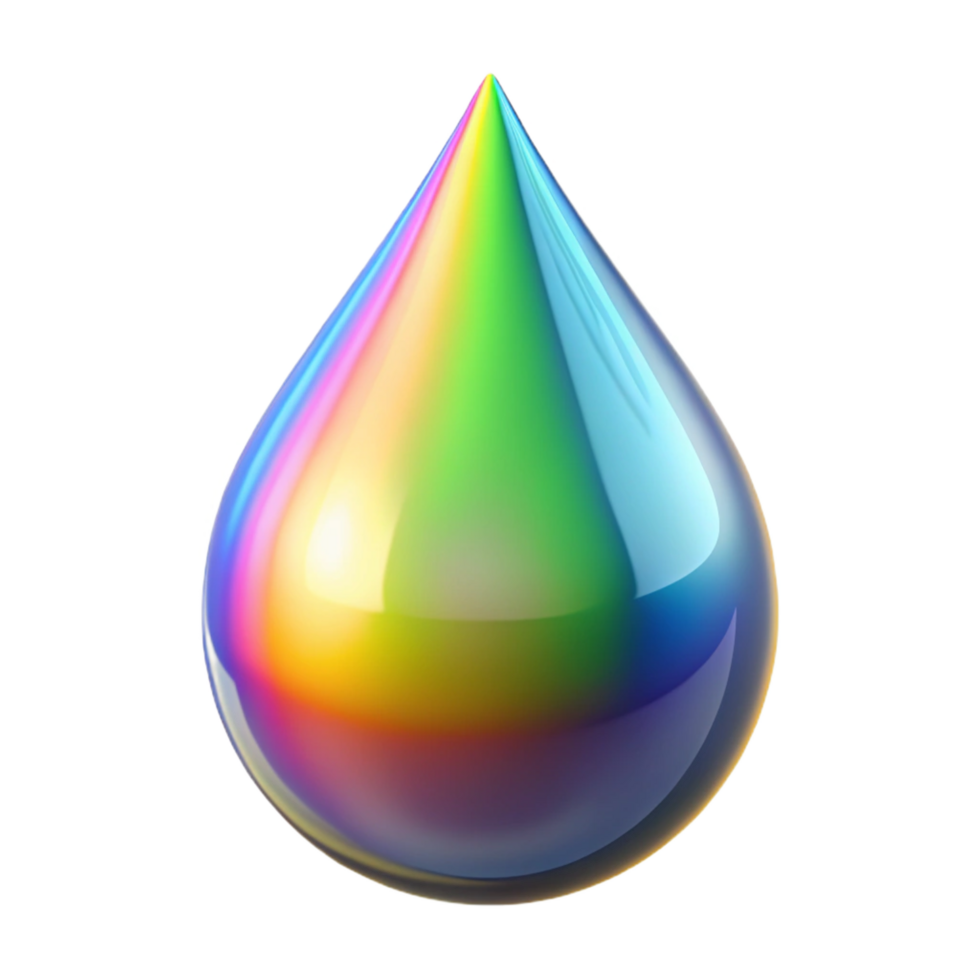 magnificent rustic A single raindrop with a rainbow refracted within, high quality png