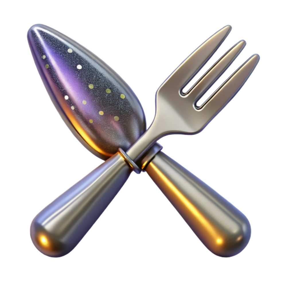 vibrant vintage Silver Fork and Knife Crossed Cutout png