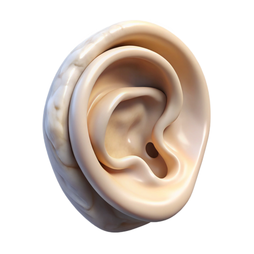 impressive abstract A single, realistic human ear made of sculpted marble, 4K png