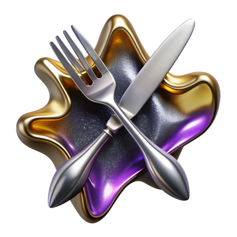 dramatic rustic Silver Fork and Knife Crossed Cutout detailed png