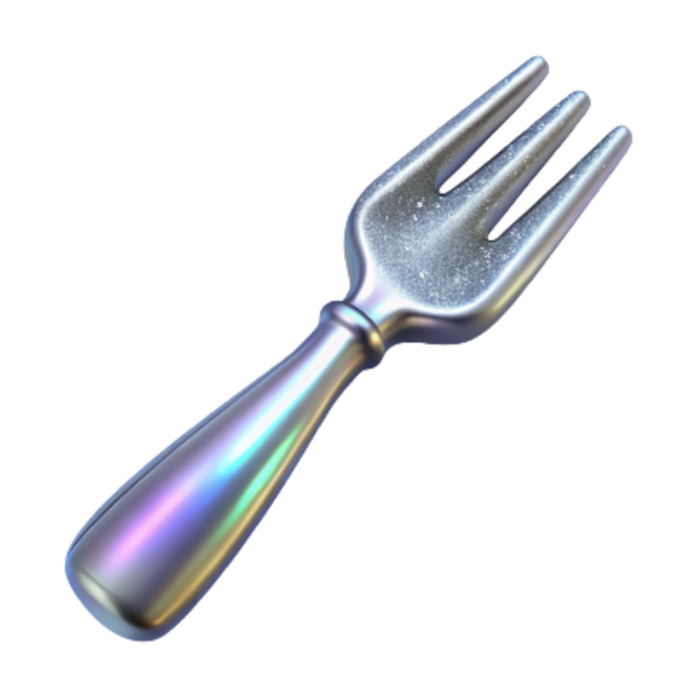vibrant modern Silver Fork Side View Isolated Transparent Background high quality png