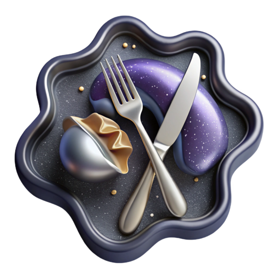 elegant contemporary Silver Fork and Knife Crossed Cutout authentic png