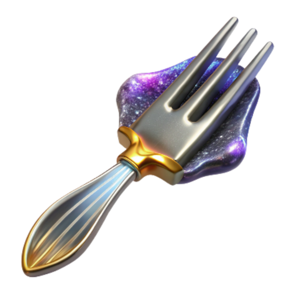 elegant modern Silver Fork Side View Isolated Transparent Background authentic png