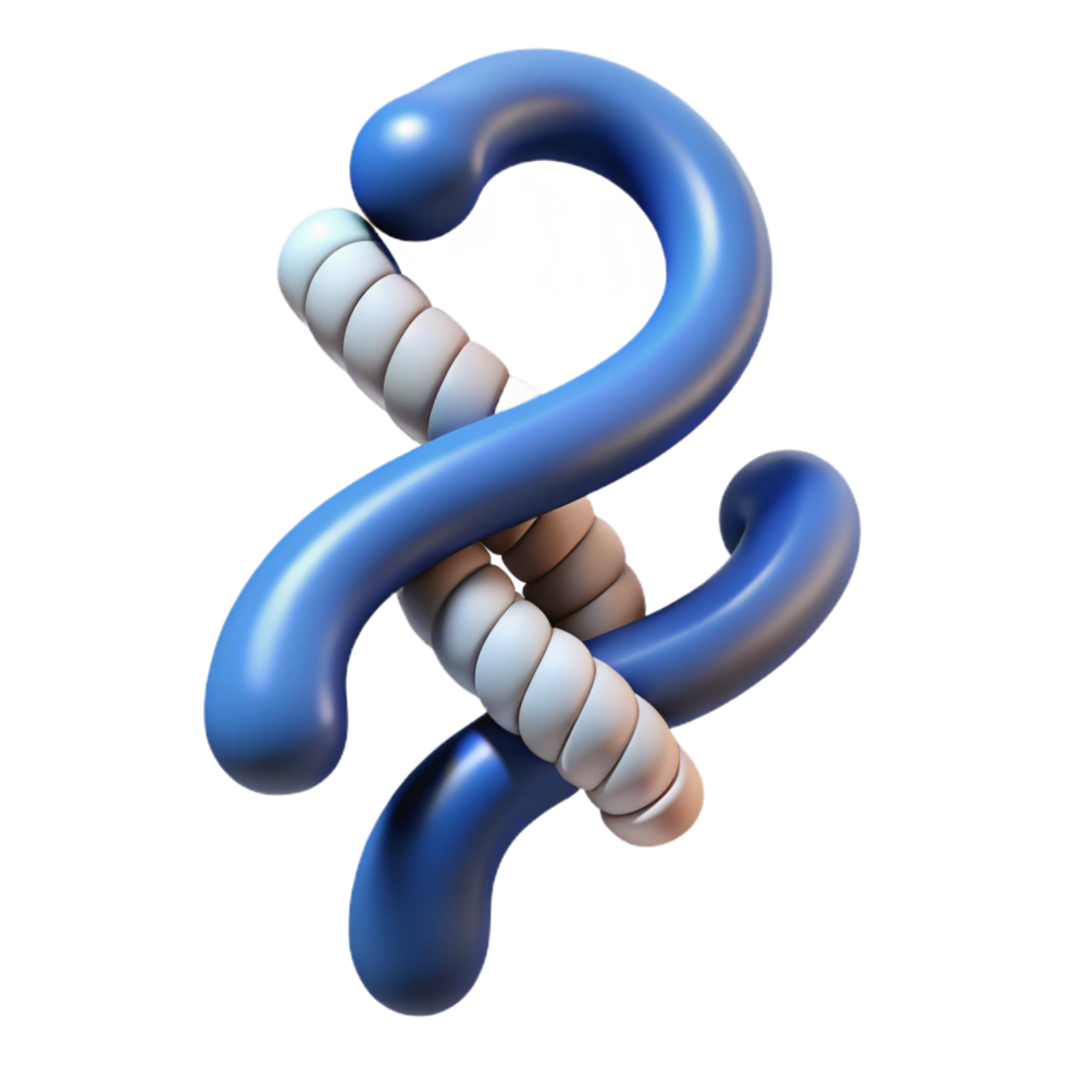 impressive traditional A stylized question mark made of intertwined DNA strands, exclusive png