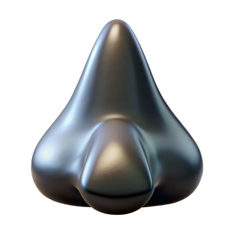 impressive abstract A single, stylized human nose made of polished obsidian, high resolution png