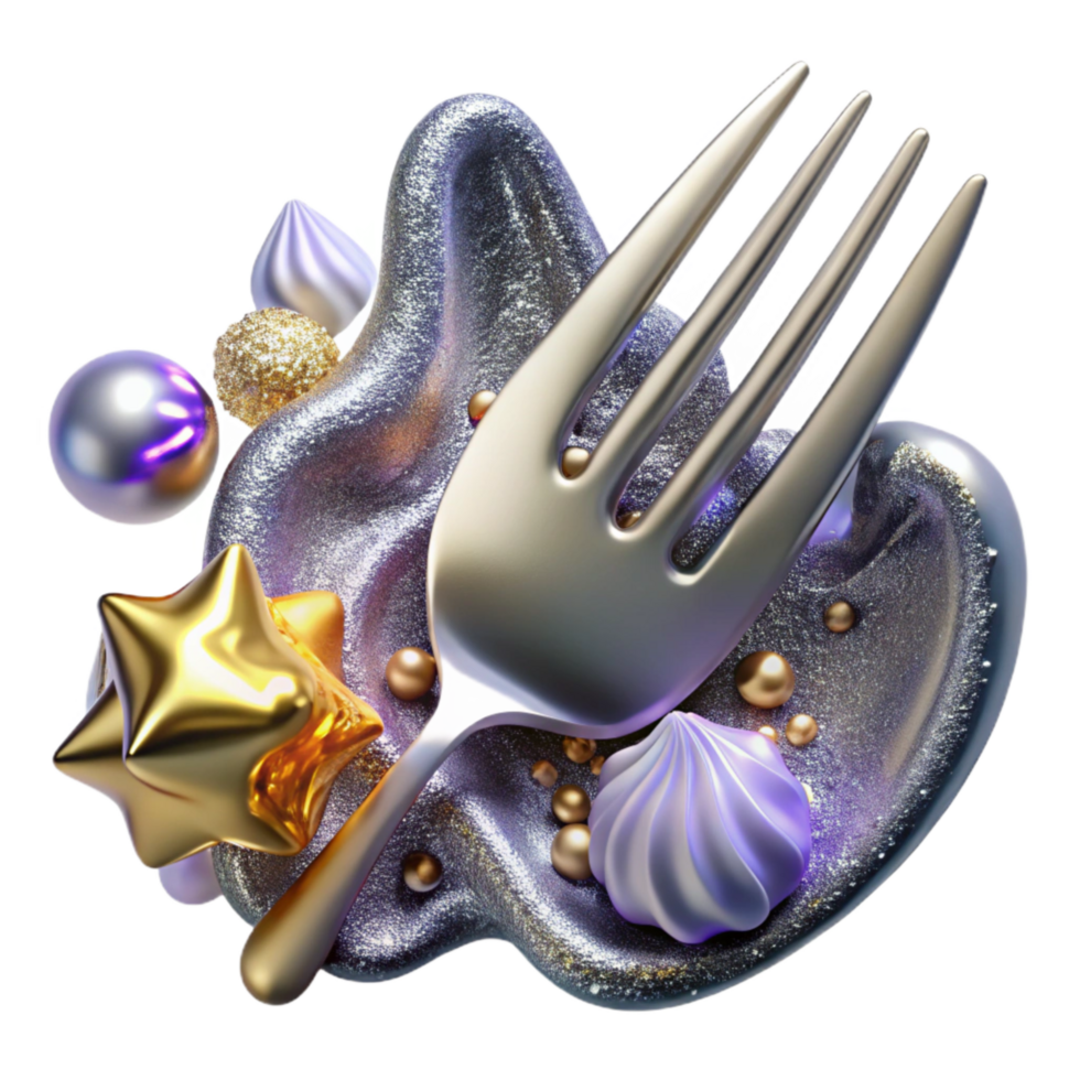 extraordinary rustic Silver Fork Detailed View Transparent Background authentic png