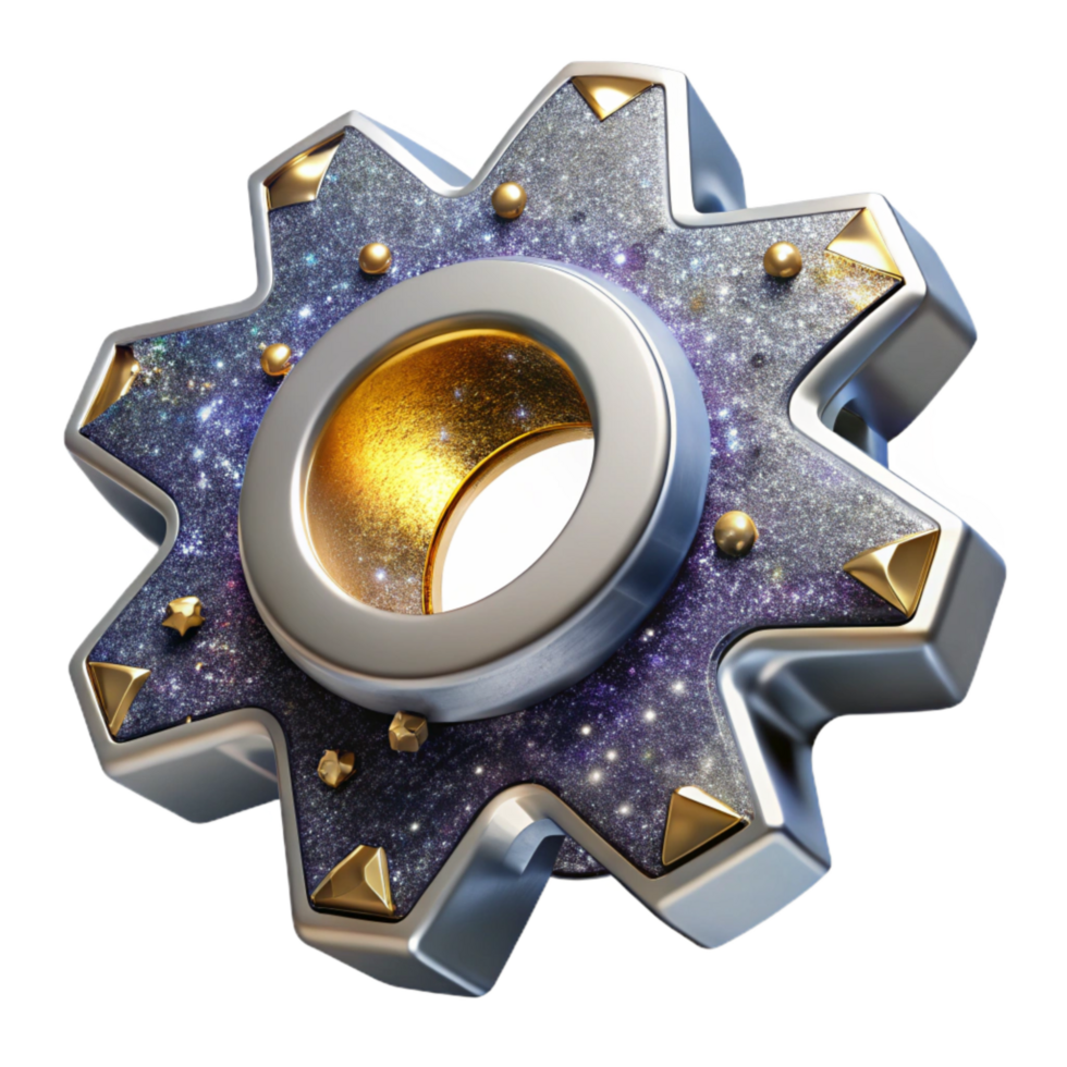wonderful abstract Silver Gear Rotating View Cutout genuine png