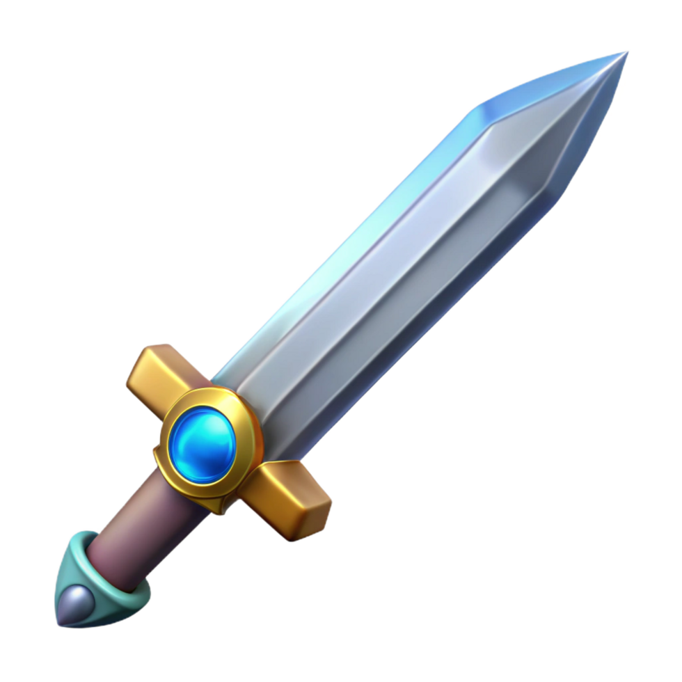 beautiful artistic A gleaming longsword, jeweled hilt, sharp blade 4K png