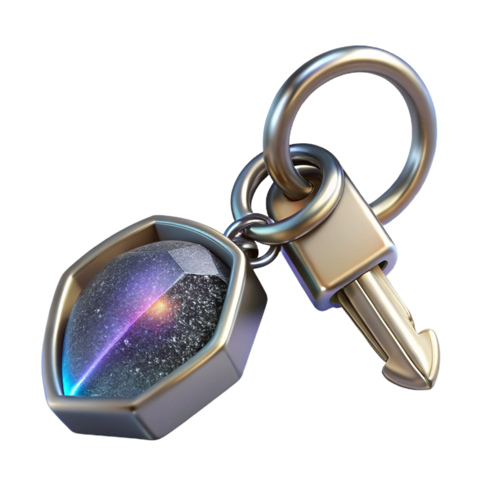 beautiful abstract Silver Key Chain Detailed Transparent Background professional png