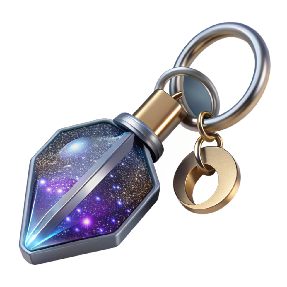 wonderful abstract Silver Key Chain Detailed Transparent Background png