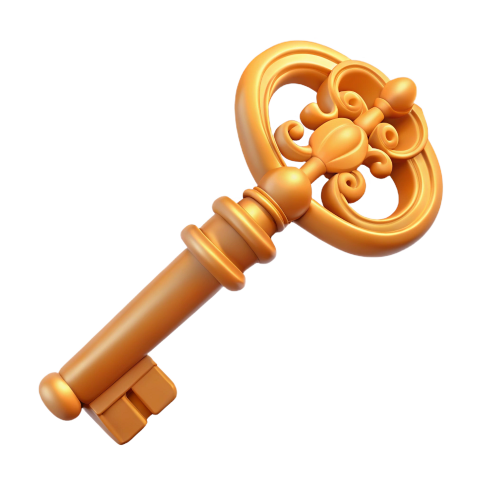 magnificent classic A single, ancient key, ornate carvings, intricate wards high resolution png