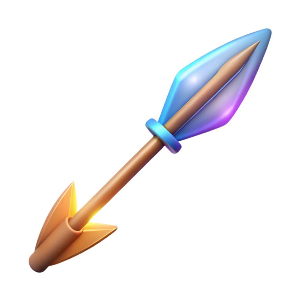 elegant modern A single, enchanted arrow, glowing tip, feathered fletching 4K png