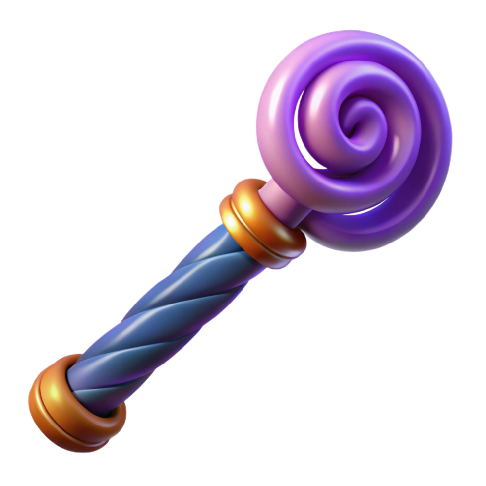 stunning classic A powerful magic wand, swirling energy, carved handle 4K png