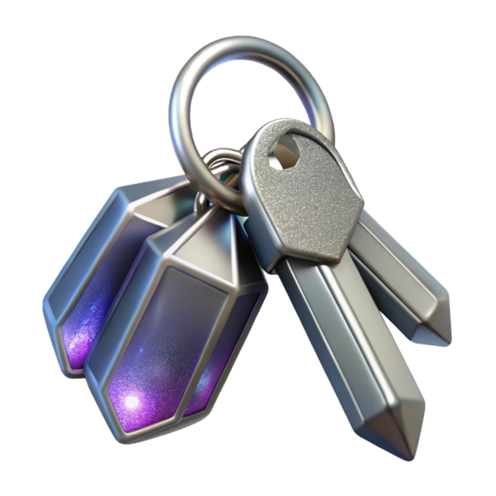 stunning contemporary Silver Keyring with Keys Transparent Background detailed png