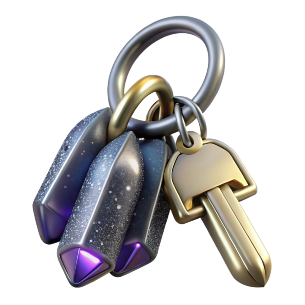 extraordinary minimalist Silver Keyring with Keys Transparent Background premium png