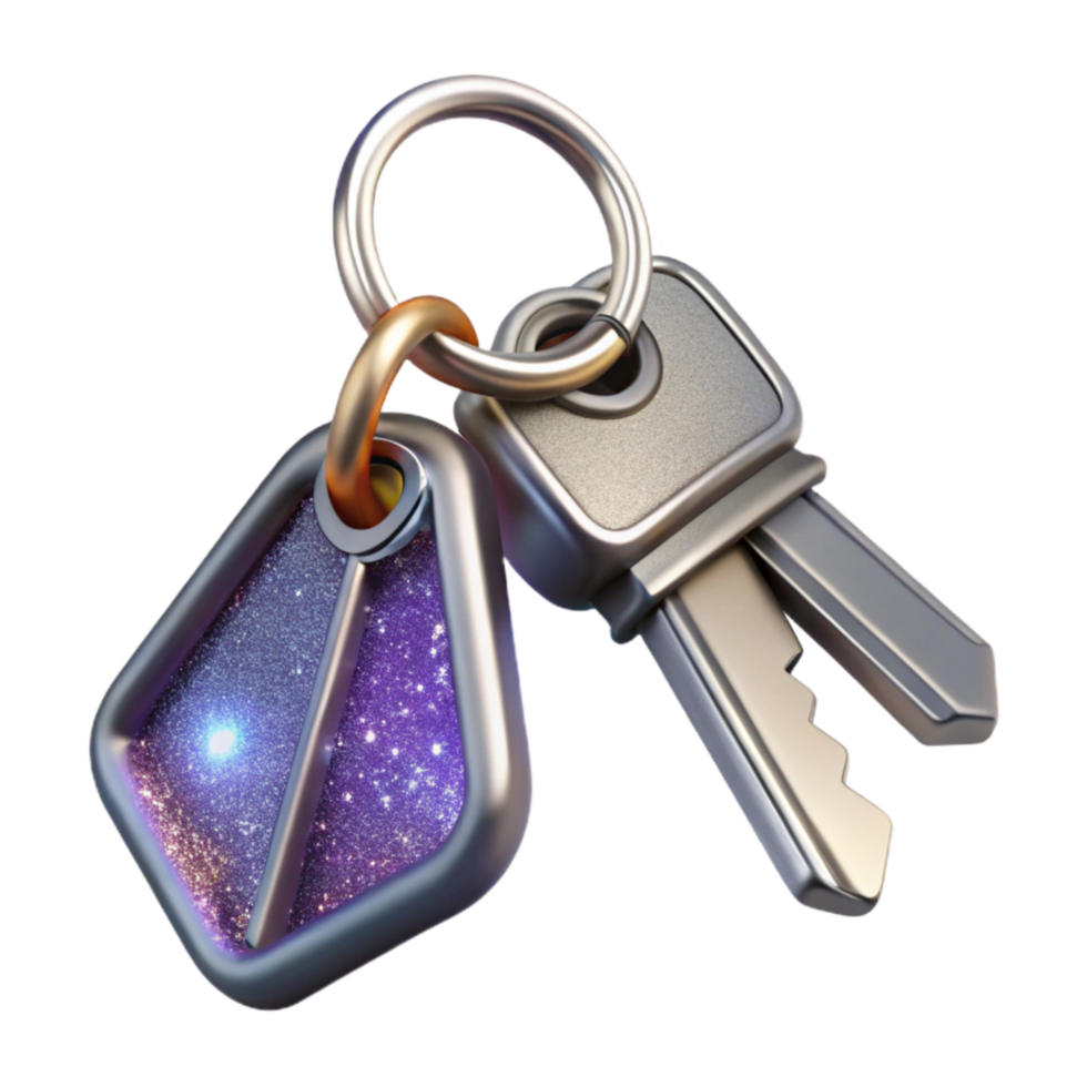 dramatic vintage Silver Keyring with Keys Transparent Background detailed png