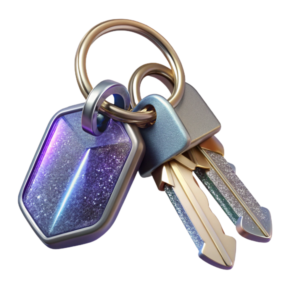 extraordinary traditional Silver Keyring with Keys Transparent Background authentic png
