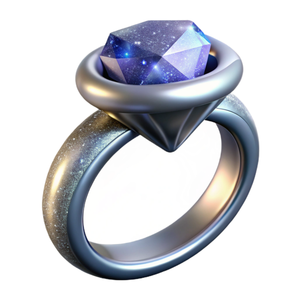 extraordinary rustic Silver Ring with Diamond Transparent Background original png