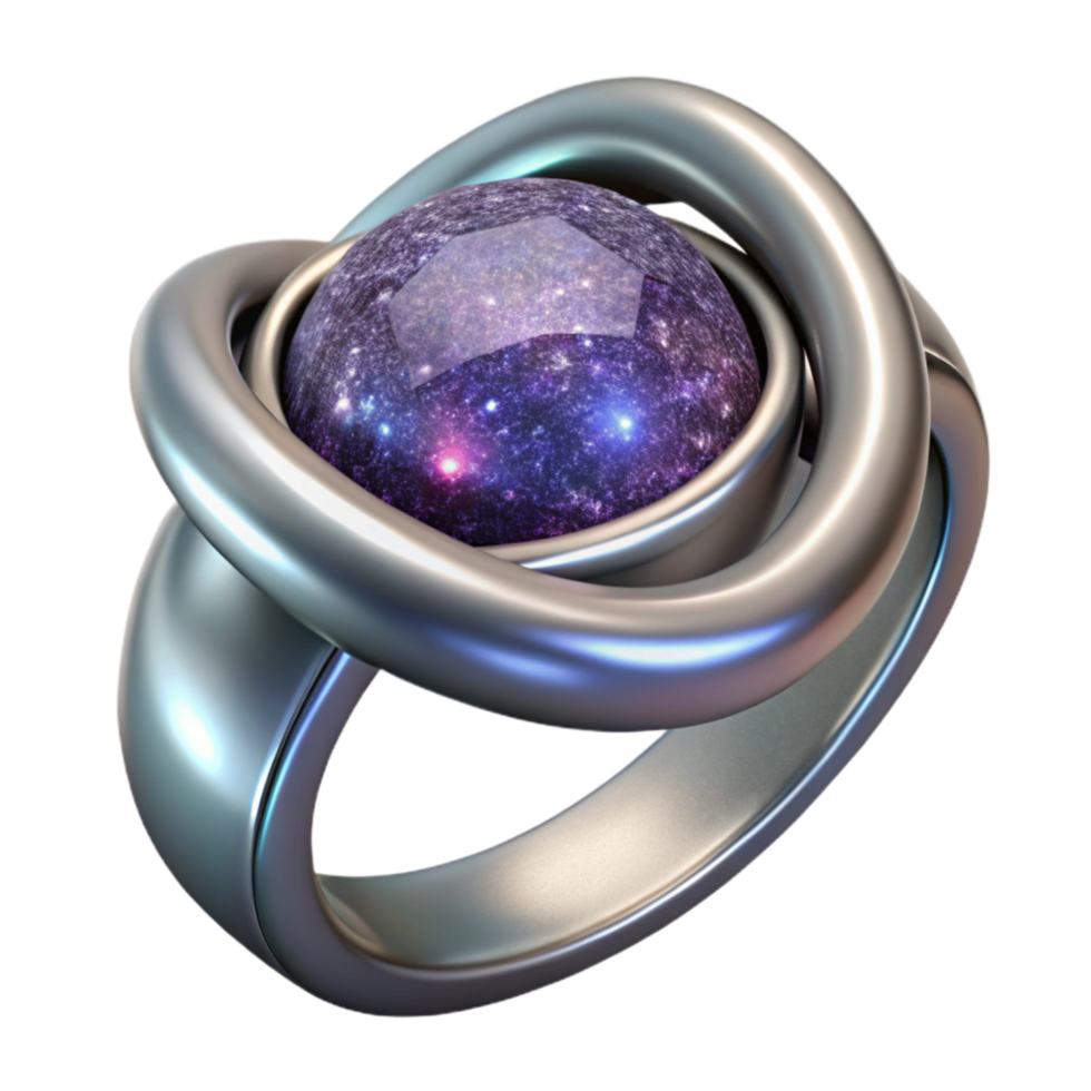 stunning contemporary Silver Ring with Gemstone Transparent Background premium png