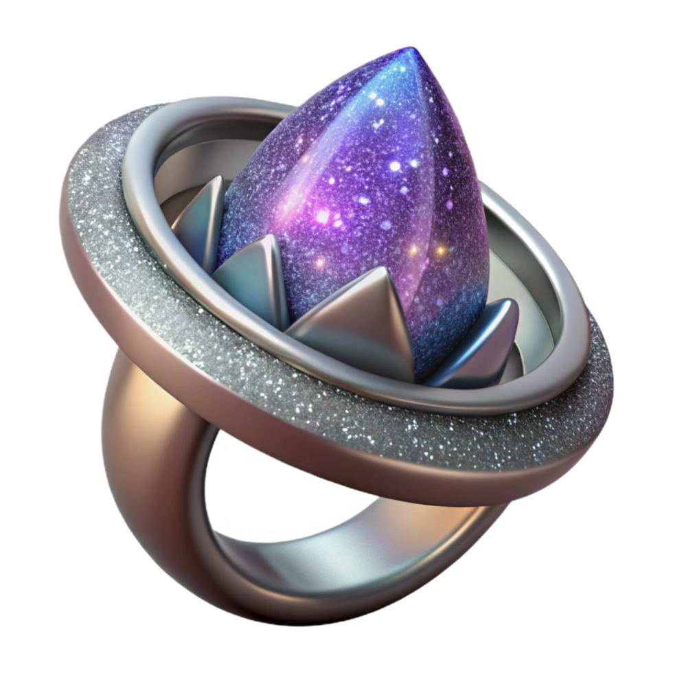 vibrant contemporary Silver Ring with Gemstone Transparent Background authentic png