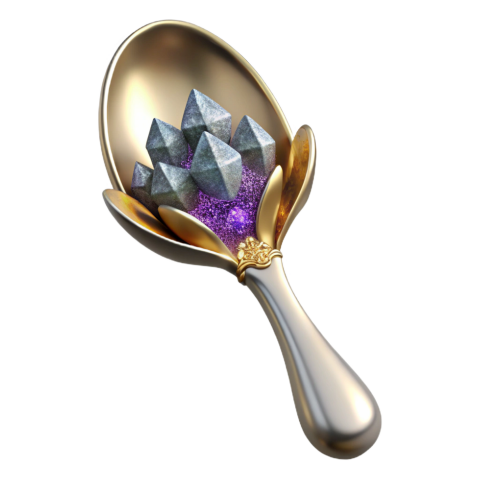magnificent classic Silver Spoon Front View Transparent Background premium png