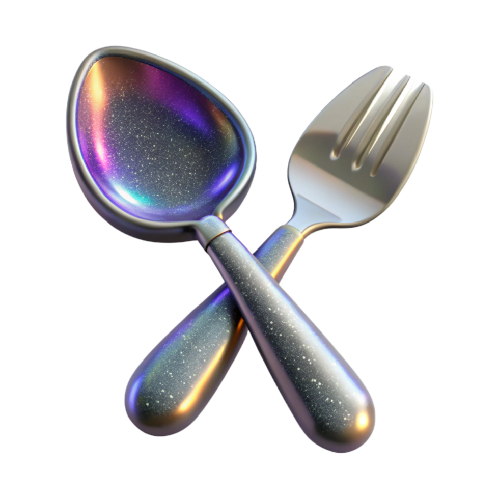 stunning minimalist Silver Spoon and Fork Transparent Background professional png