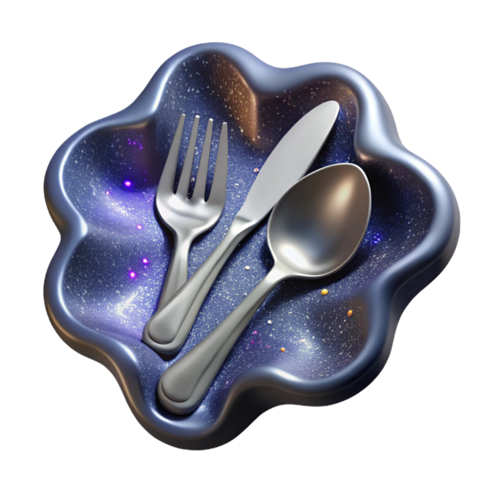 serene traditional Silver Spoon and Fork Transparent Background high quality png