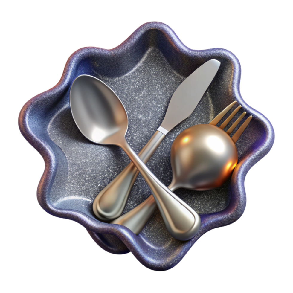 elegant modern Silver Spoon and Fork Transparent Background original png