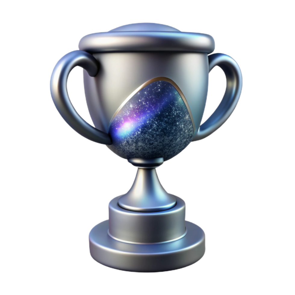 impressive classic Silver Trophy Cup Side View Isolated on Transparent Background detailed png