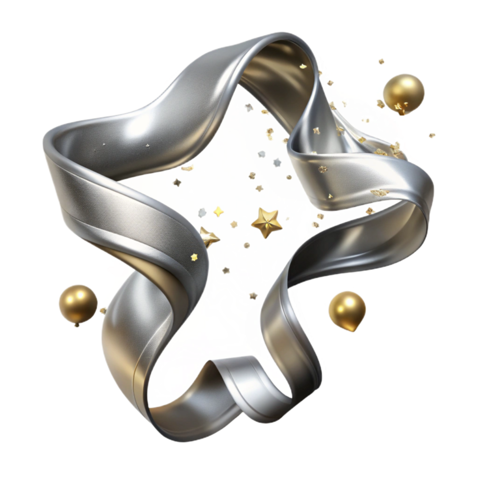 vibrant contemporary Silver Streamers Falling Down Isolated on Transparent Background Element authentic png
