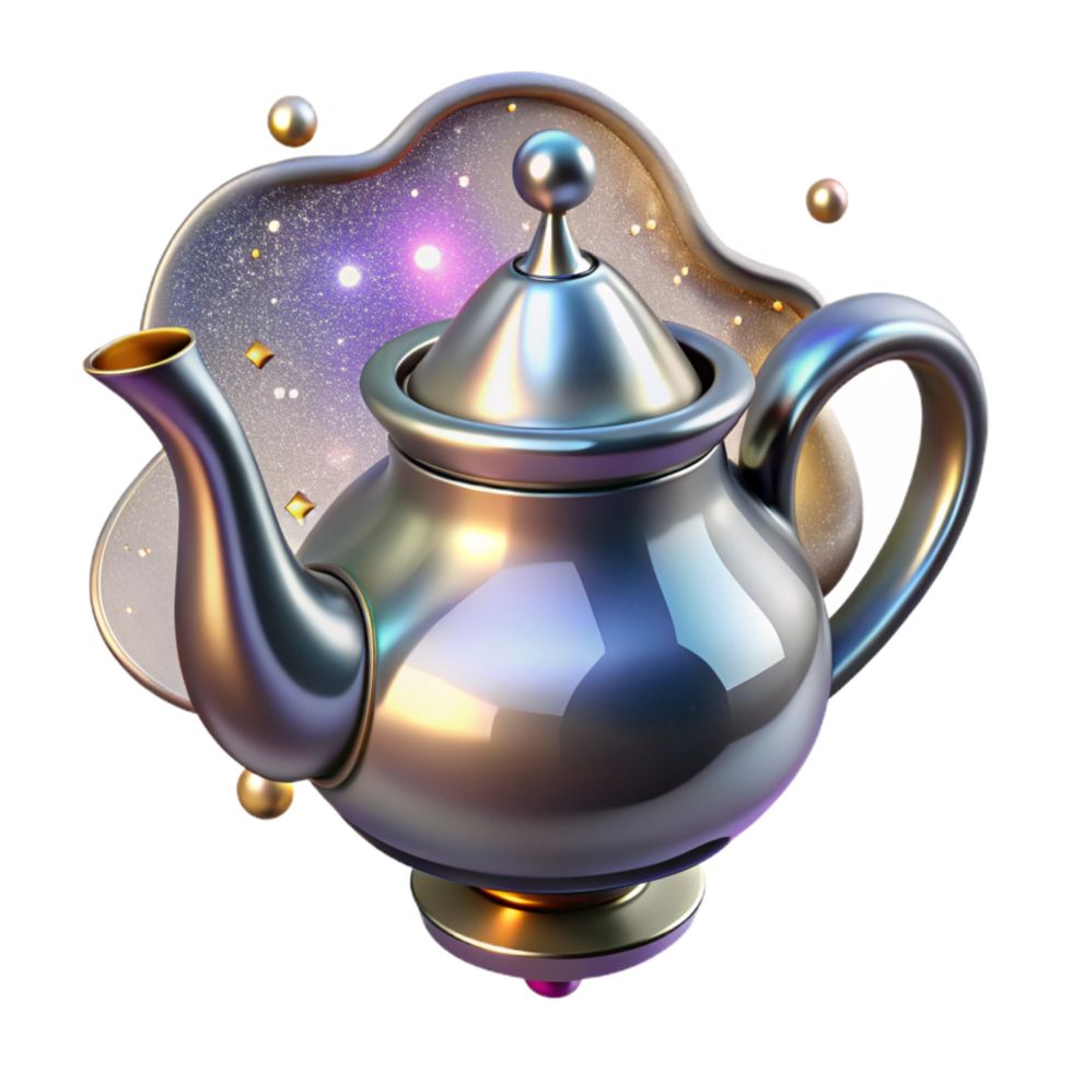vibrant classic Silver Teapot with Spout Isolated Element professional png