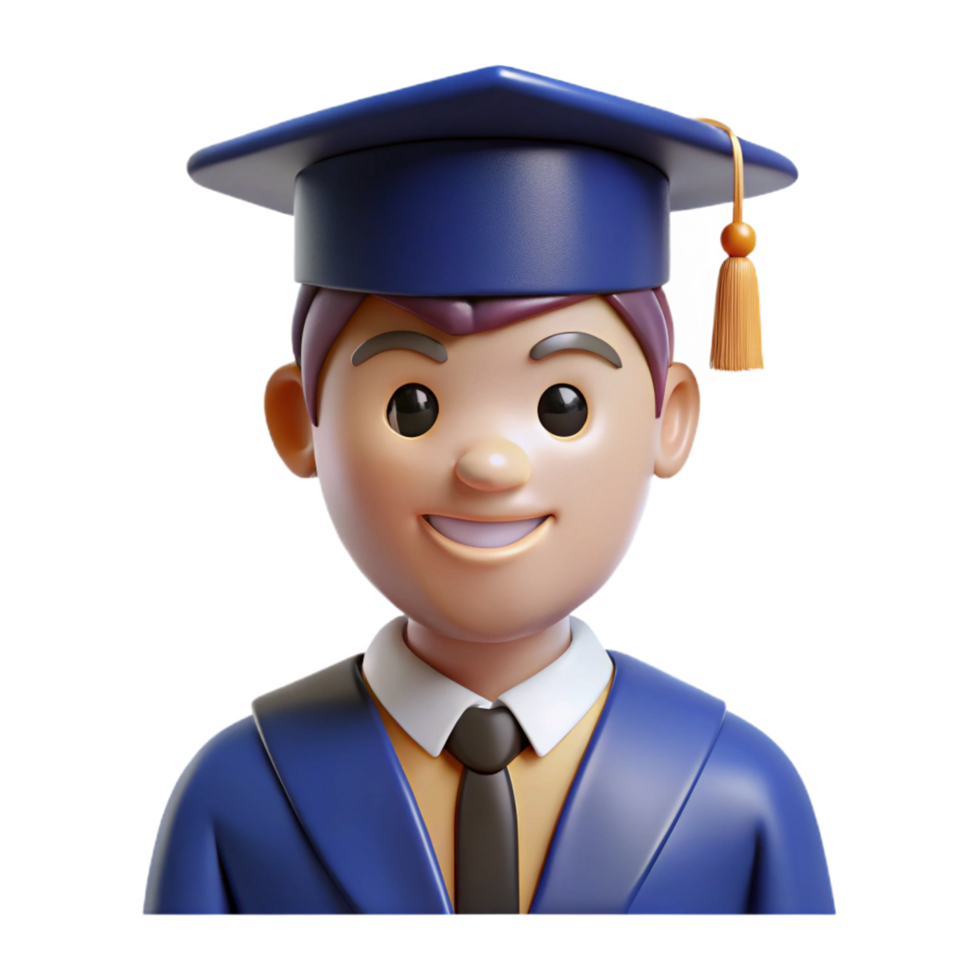 elegant creative Graduate student in cap and gown, genuine png