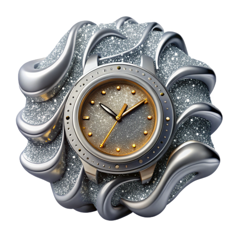 dramatic abstract Silver Watch Face Close Up Transparent Background genuine png