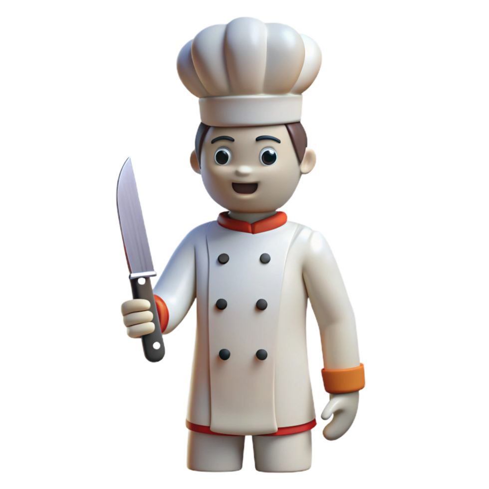 wonderful traditional Chef in uniform with knife, high resolution png